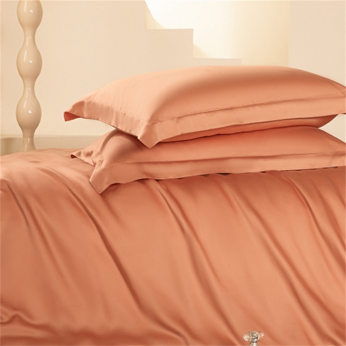 91家纺网 家纺一手货源 找家纺 涵宸 2024新款兰精天丝棉纯色四件套 四件套-焦糖