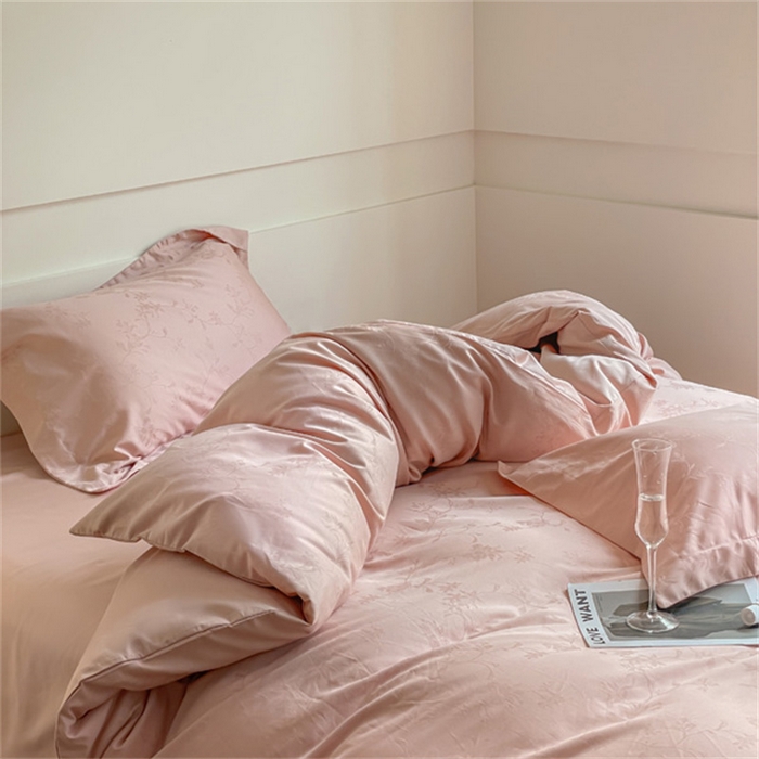 91家纺网 家纺一手货源 找家纺 涵宸 2024新款全棉大提花系列四件套 生如夏花-粉