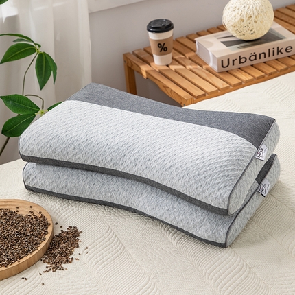 （总）织布人 2024新款荞麦枕全棉水洗棉针织拼色全荞麦壳护颈枕头枕芯