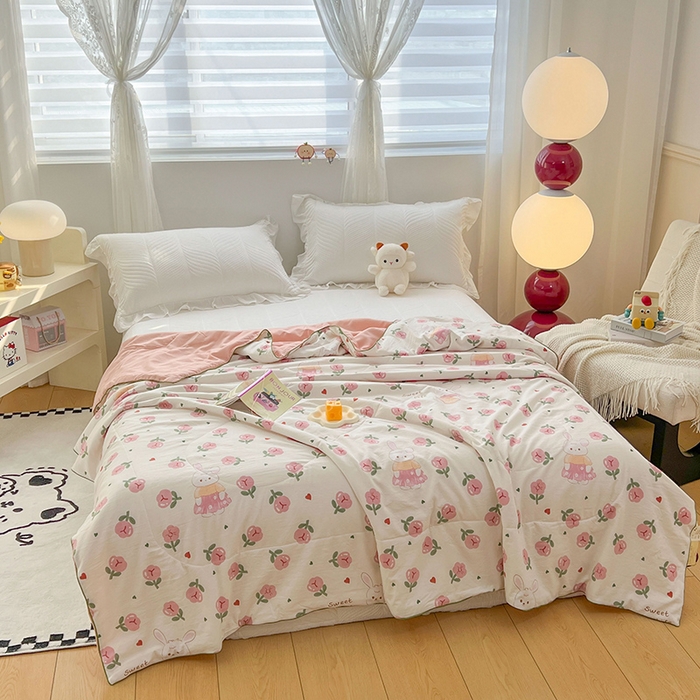 91家纺网 家纺一手货源 找家纺 （总）梦尚舒 2024新款水洗邹邹纱印花夏被