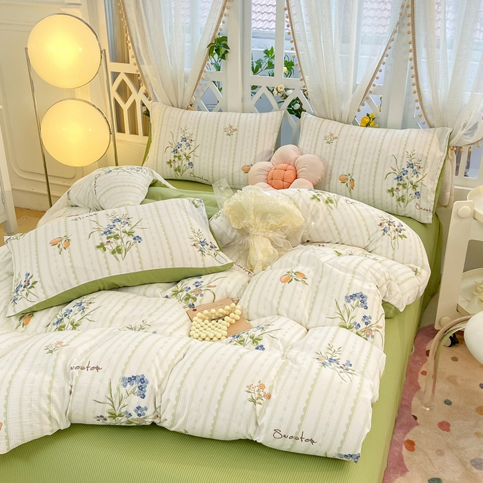 91家纺网 家纺一手货源 找家纺 牛牛家纺 牛牛  2024新款泡泡棉小清新四件套(1) 清新夏日