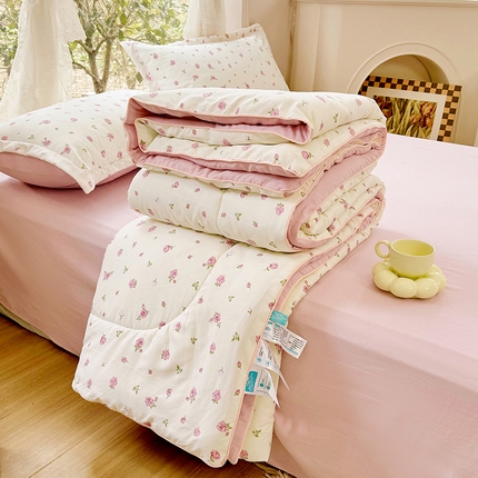 91家纺网 家纺一手货源 找家纺 家贝爱 2024款糯糯棉夏被春秋被被芯夏被四件套 云中花