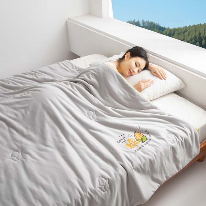 91家纺网 家纺一手货源 找家纺 慕尚家纺 2025新款针织玉米被夏被 玉米糯糯灰