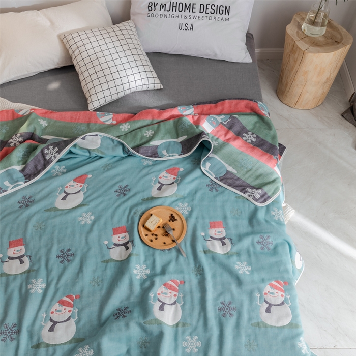 91家纺网 家纺一手货源 找家纺 朴尔2024经典六层纱布全棉毛巾被系列-朴尔经典款常年备货 雪人兰