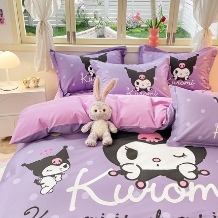 孩子王（原鼎盛） 2025新款三丽鸥系列全棉活性大版印花卡通学生四件套 圆点库洛米