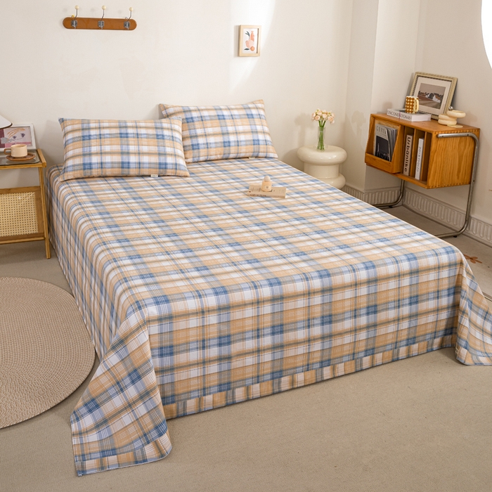 91家纺网 家纺一手货源 找家纺 九沐良品 新款全棉无印老粗布单品床单+三件套 星空米