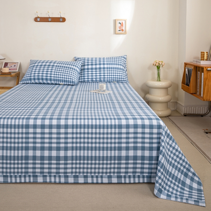 91家纺网 家纺一手货源 找家纺 九沐良品 新款全棉无印老粗布单品床单+三件套 柏林（兰）