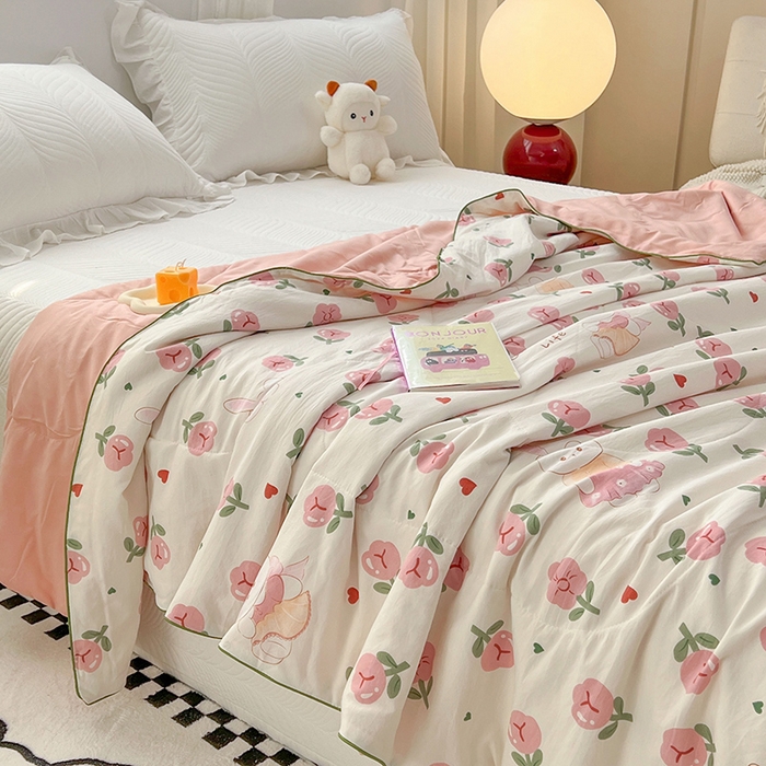 91家纺网 家纺一手货源 找家纺 （总）梦尚舒 2024新款水洗邹邹纱印花夏被