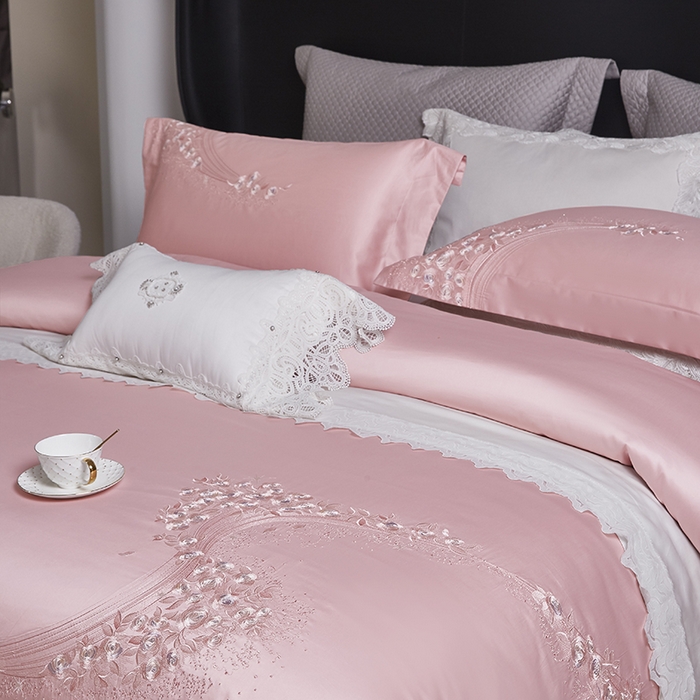 91家纺网 家纺一手货源 找家纺 爱情故事 100支春夏新品四件套 夏朵-粉