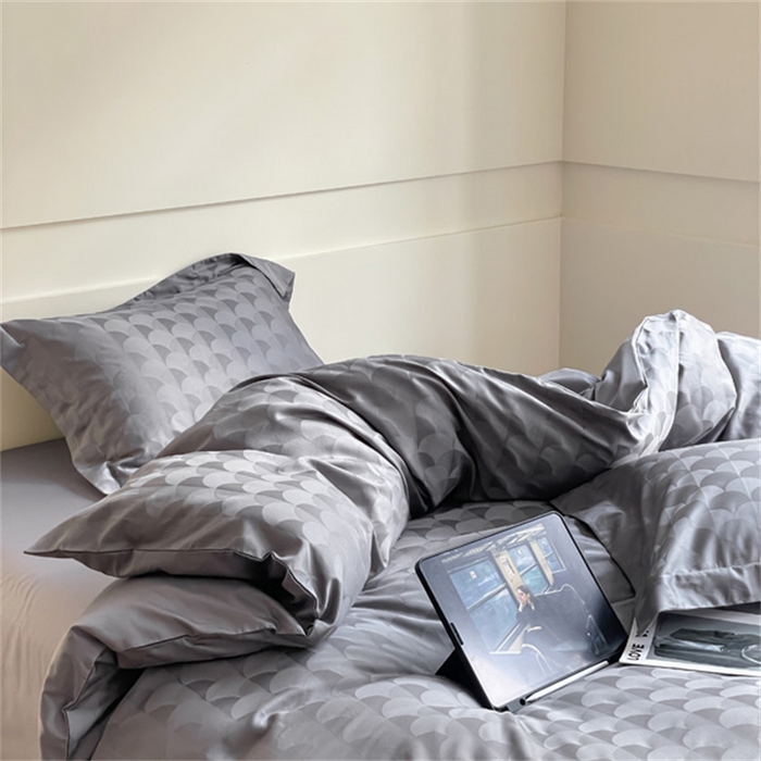 91家纺网 家纺一手货源 找家纺 涵宸 2024新款全棉大提花系列四件套 迷幻格调-灰