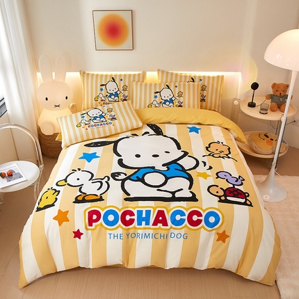 91家纺网 家纺一手货源 找家纺 （总）鑫帝家居 2025新款全棉活性印花四件套---三丽鸥系列