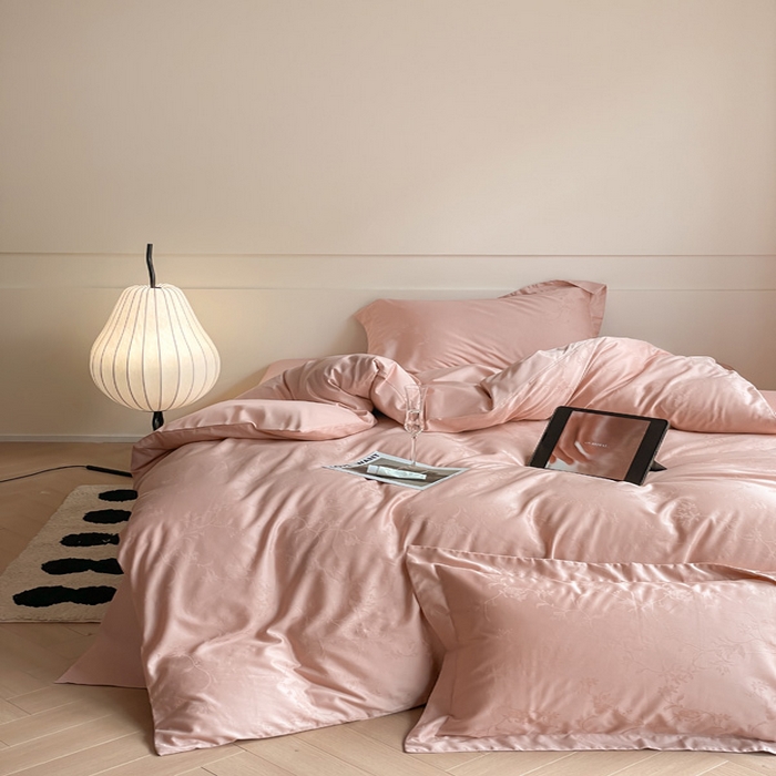 91家纺网 家纺一手货源 找家纺 涵宸 2024新款全棉大提花系列四件套 生如夏花-粉