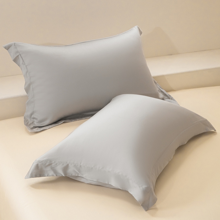 91家纺网 家纺一手货源 找家纺 涵宸 2024新款兰精天丝棉纯色四件套 四件套-时尚灰+象牙白