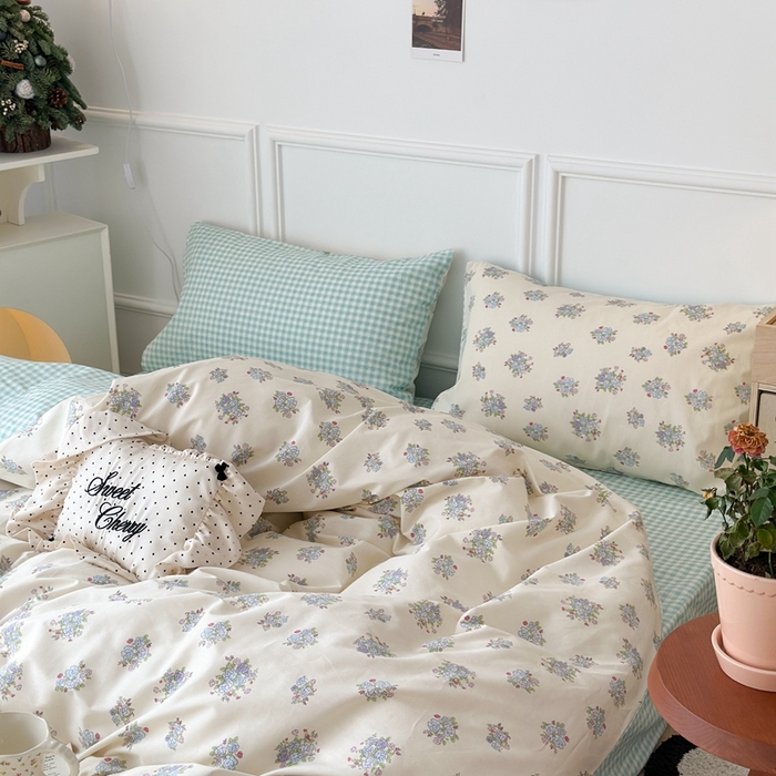 91家纺网 家纺一手货源 找家纺 昔可家纺 2024韩式碎花四件套 一束梨花