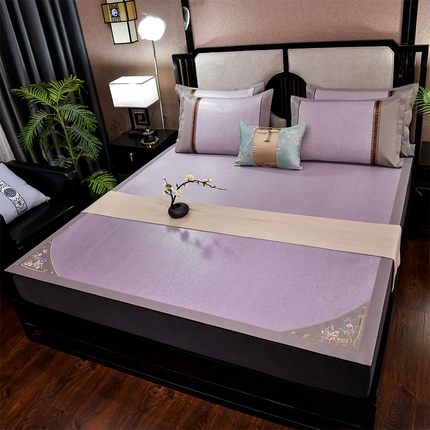 91家纺网 家纺一手货源 找家纺 （总）小牛席业 2024新款对角绣花冰藤双面凉席藤席冰藤席冰丝席乳胶席凉感豆豆席竹席