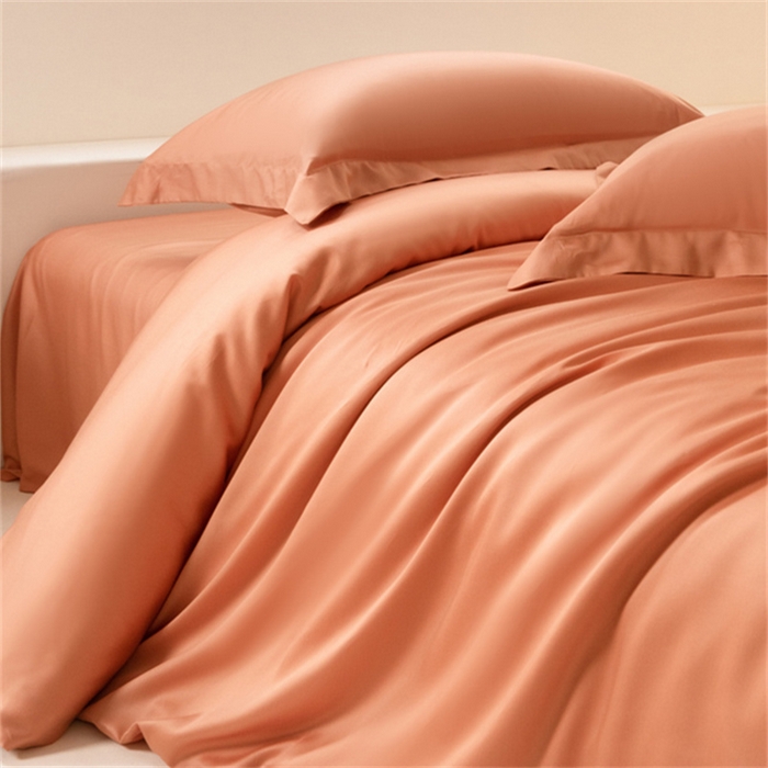 91家纺网 家纺一手货源 找家纺 涵宸 2024新款兰精天丝棉纯色四件套 四件套-焦糖