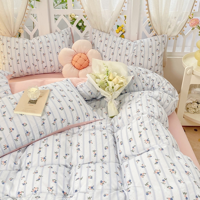 91家纺网 家纺一手货源 找家纺 牛牛家纺 牛牛  2024新款泡泡棉小清新四件套(1) 浪漫花语