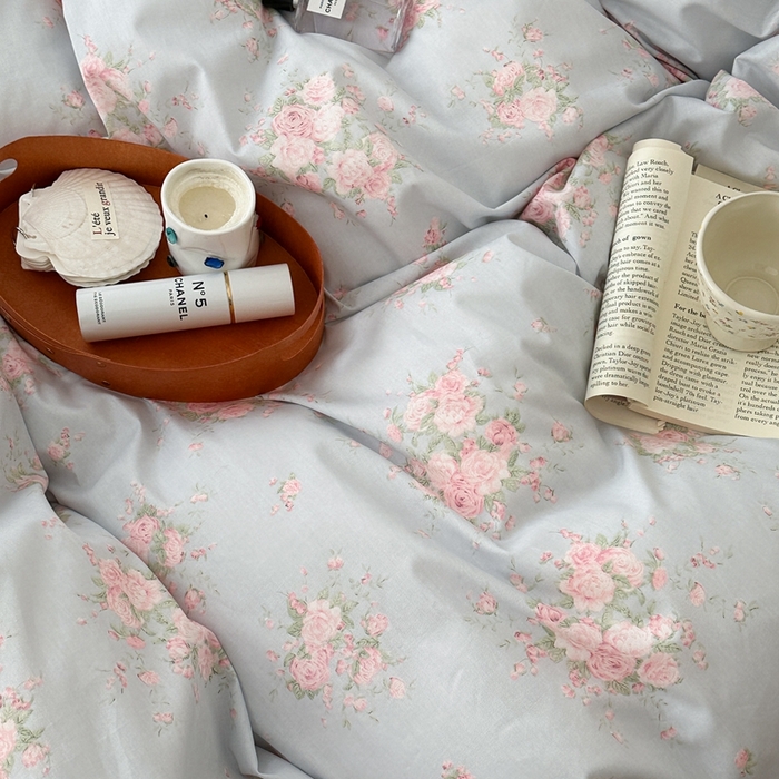 91家纺网 家纺一手货源 找家纺 昔可家纺 2024韩式碎花四件套 复古粉玫瑰