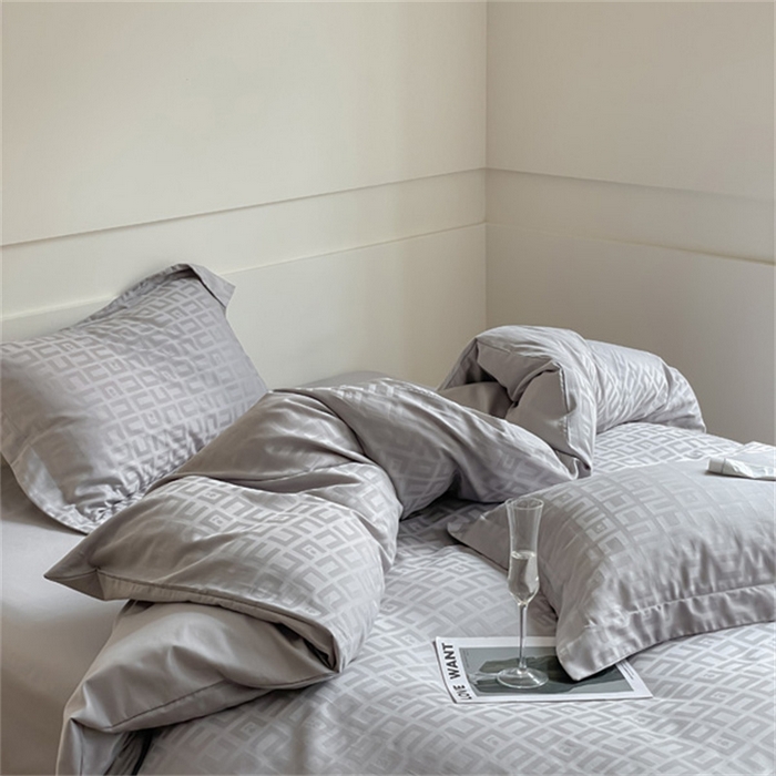 91家纺网 家纺一手货源 找家纺 涵宸 2024新款全棉大提花系列四件套 克里尼-灰