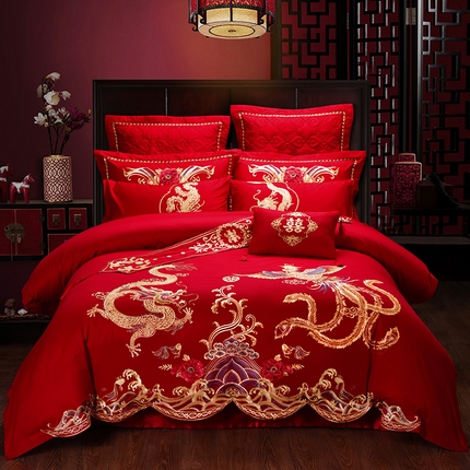 91家纺网 家纺一手货源 找家纺 （总）慕她家纺 2025新款慕她婚庆四件套全棉纯棉结婚刺绣花多件套六八十床品 大花全棉婚庆系列