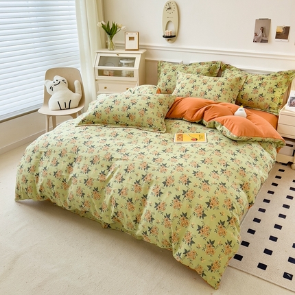 宝士康家纺 2024新款水洗棉麻双层纱四件套系列  花漫