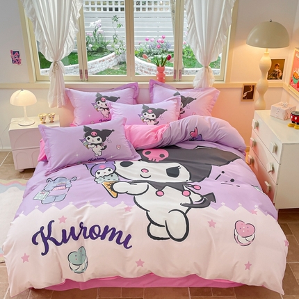 孩子王（原鼎盛） 2025新款三丽鸥系列全棉活性大版印花卡通学生四件套 甜筒库洛米