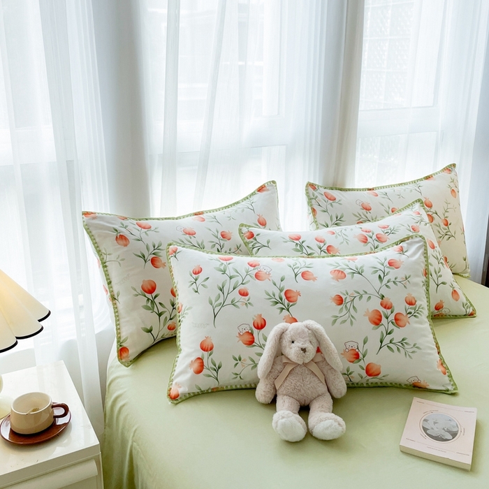 91家纺网 家纺一手货源 找家纺 洁柔供应链 2024新款印花水洗双层纱贝壳绣四件套    直播爆款 法式田园