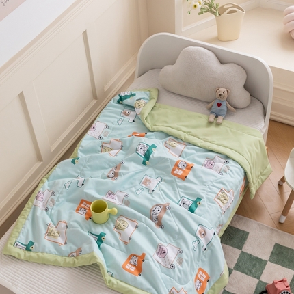 91家纺网 家纺一手货源 找家纺 嗨生活 2025新款水洗棉手包边幼儿园儿童夏被（爆款） 宝宝巴士