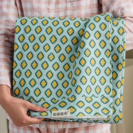 九沐良品 新款全棉无印老粗布单品床单+三件套 岸谷-绿