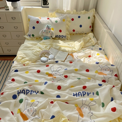 91家纺网 家纺一手货源 找家纺 （总）顾里家纺 2024新款花边氧气泡泡棉夏被套件