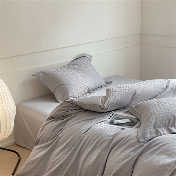 91家纺网 家纺一手货源 找家纺 涵宸 2024新款全棉大提花系列四件套 克里尼-灰