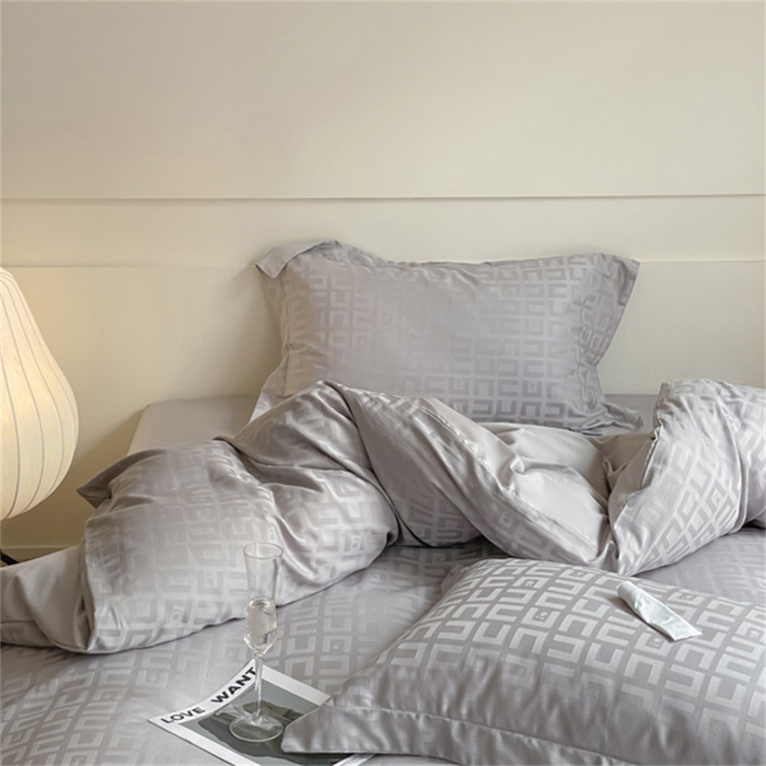 91家纺网 家纺一手货源 找家纺 涵宸 2024新款全棉大提花系列四件套 克里尼-灰