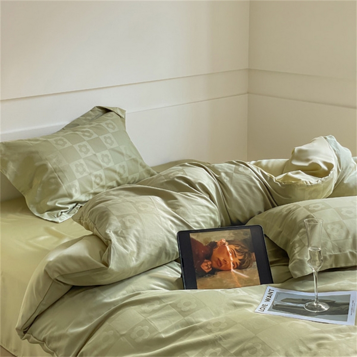 91家纺网 家纺一手货源 找家纺 涵宸 2024新款全棉大提花系列四件套 欧若拉-绿