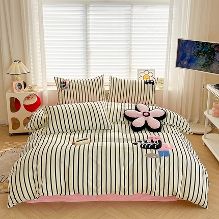 91家纺网 家纺一手货源 找家纺 （总）曼町2024新款毛巾绣全棉四件套