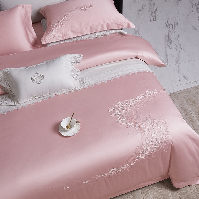 91家纺网 家纺一手货源 找家纺 爱情故事 100支春夏新品四件套 夏朵-粉