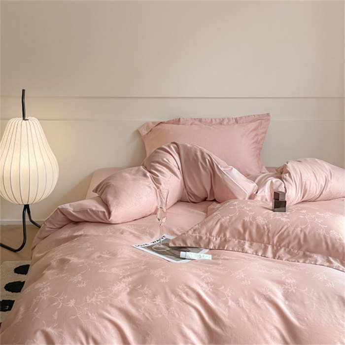 91家纺网 家纺一手货源 找家纺 涵宸 2024新款全棉大提花系列四件套 生如夏花-粉