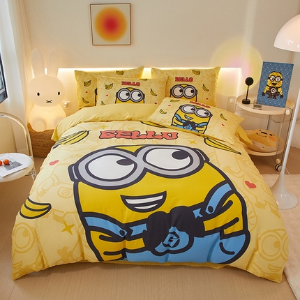 鑫帝家居 2025新款全棉活性印花四件套---小黄人系列 小黄人贝罗