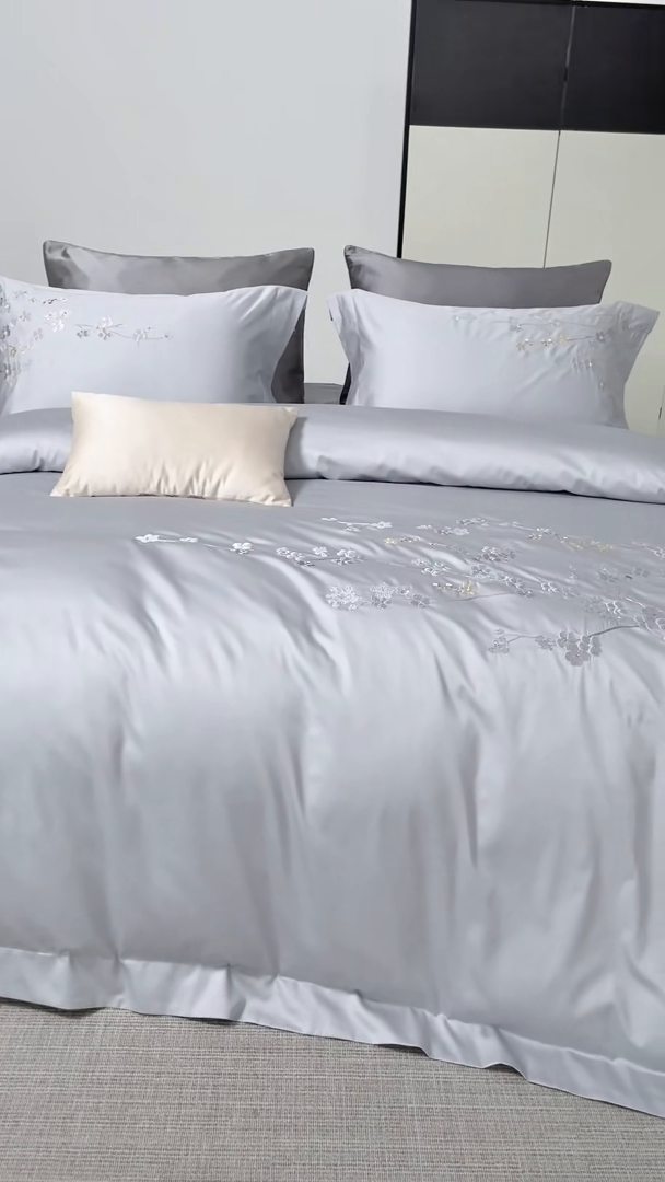 91家纺网 家纺一手货源 找家纺 爱情故事 100支春夏新品四件套 春色-灰