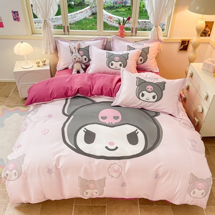 91家纺网 家纺一手货源 找家纺 孩子王（原鼎盛） 2025新款三丽鸥系列全棉活性大版印花卡通学生四件套 萌萌库洛米