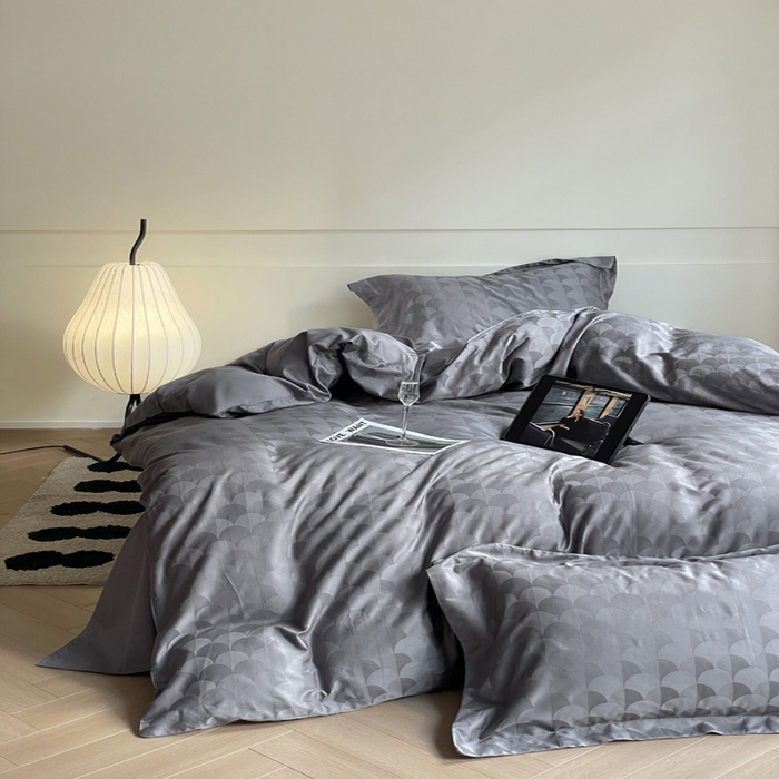 91家纺网 家纺一手货源 找家纺 涵宸 2024新款全棉大提花系列四件套 迷幻格调-灰