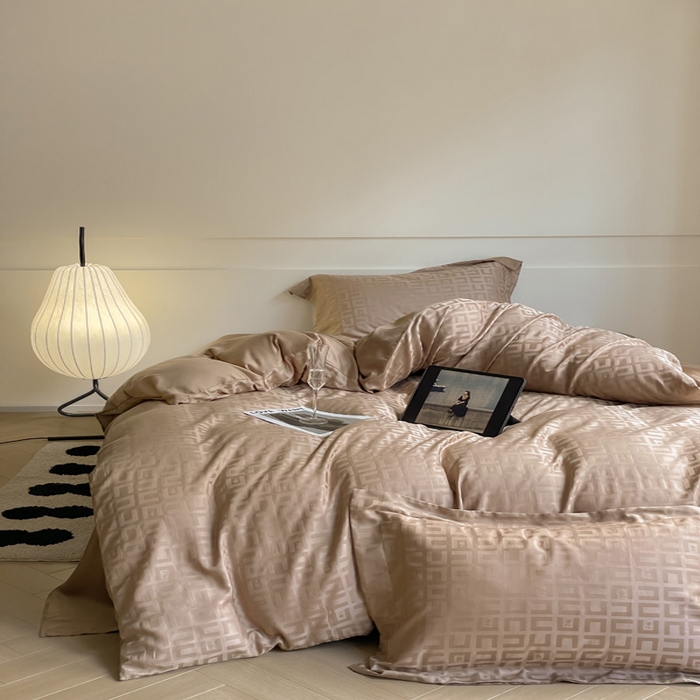 91家纺网 家纺一手货源 找家纺 涵宸 2024新款全棉大提花系列四件套 克里尼-咖