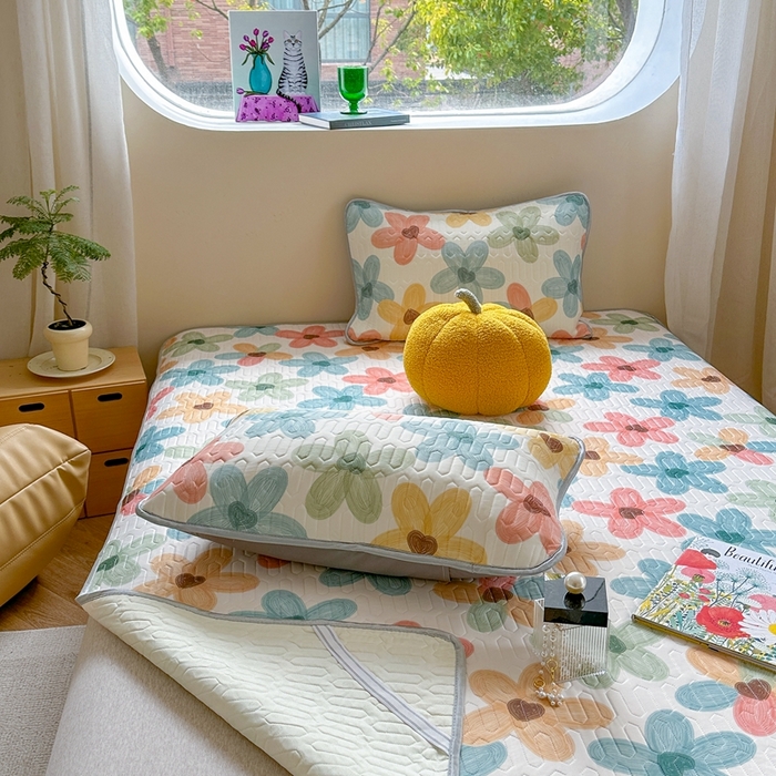 91家纺网 家纺一手货源 找家纺 慕尚家纺 2025新款ms乳胶圆网花色乳胶凉席 凝瑕