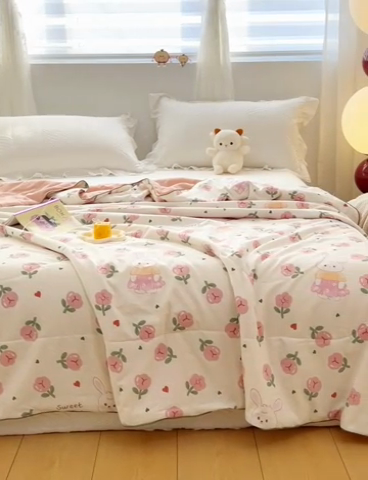 91家纺网 家纺一手货源 找家纺 （总）梦尚舒 2024新款水洗邹邹纱印花夏被