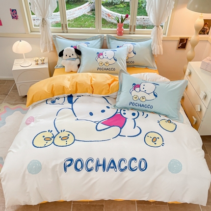 91家纺网 家纺一手货源 找家纺 （总）孩子王 2025新款三丽鸥系列全棉活性大版印花卡通学生四件套