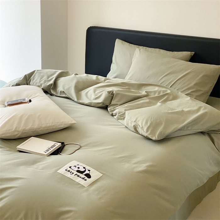 91家纺网 家纺一手货源 找家纺 三味舒屋 2024新款设计师款大织标全棉水洗棉套件 懒熊绿