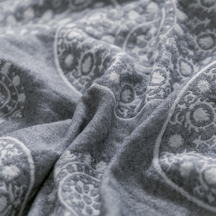 91家纺网 家纺一手货源 找家纺 朴尔家纺-毛巾被 2024新款三层水洗棉全棉纱布毛巾被 梦幻-灰