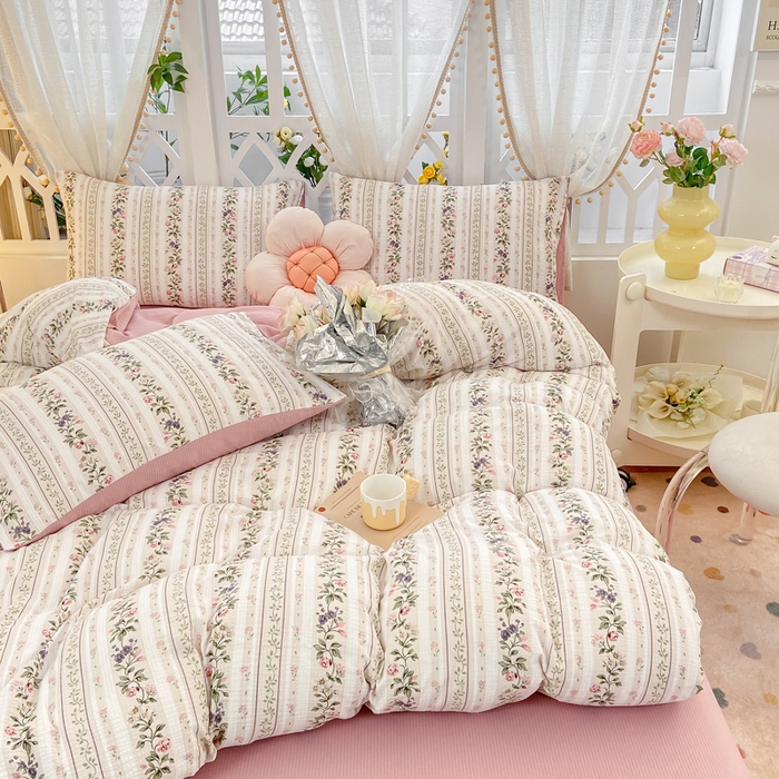 91家纺网 家纺一手货源 找家纺 牛牛家纺 牛牛  2024新款泡泡棉小清新四件套(1) 梨落