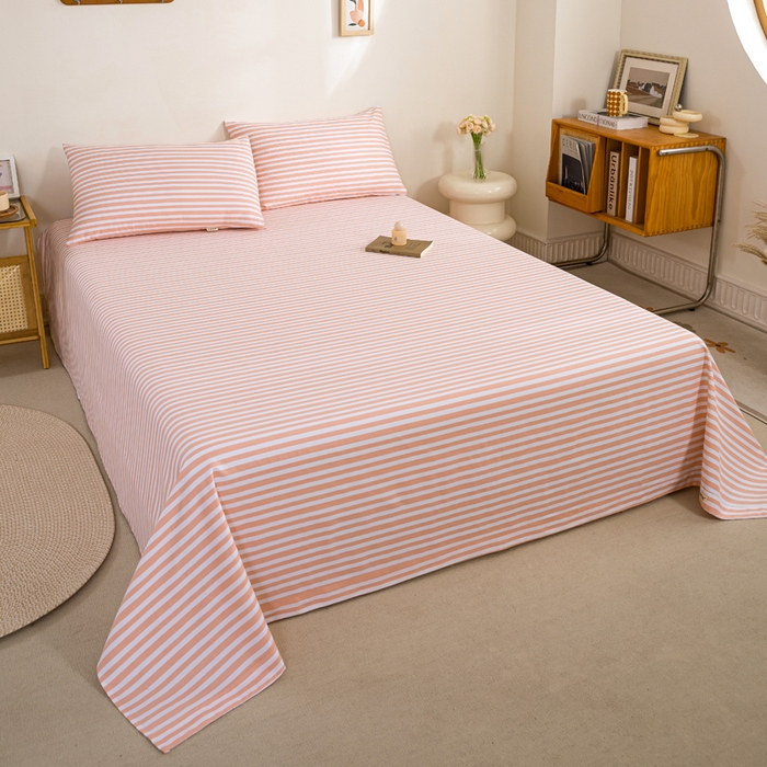 91家纺网 家纺一手货源 找家纺 九沐良品 新款全棉无印老粗布单品床单+三件套 细川（粉