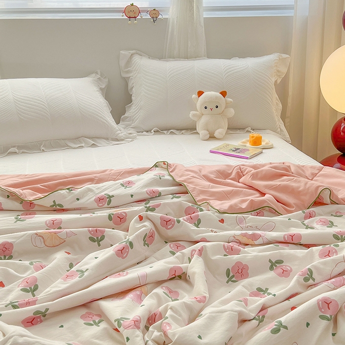 91家纺网 家纺一手货源 找家纺 （总）梦尚舒 2024新款水洗邹邹纱印花夏被