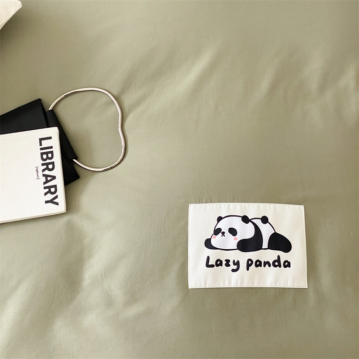 91家纺网 家纺一手货源 找家纺 三味舒屋 2024新款设计师款大织标全棉水洗棉套件 懒熊绿